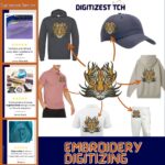 Embroidery Digitizing Custom Designs on Front Chest Hoody Back Left Chest Cap Front