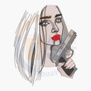 Gun girl embroidery